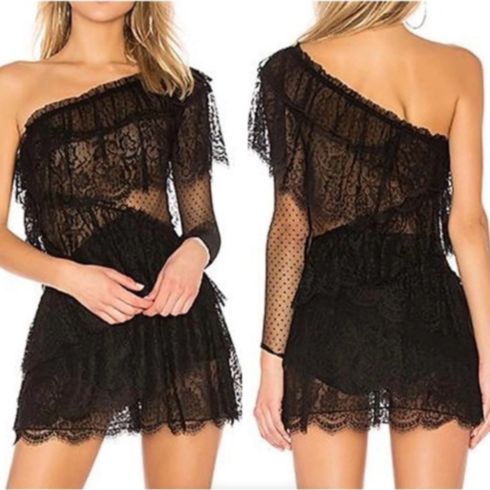 House of Harlow x revolve black cocktail black sheer lace mini  dress M